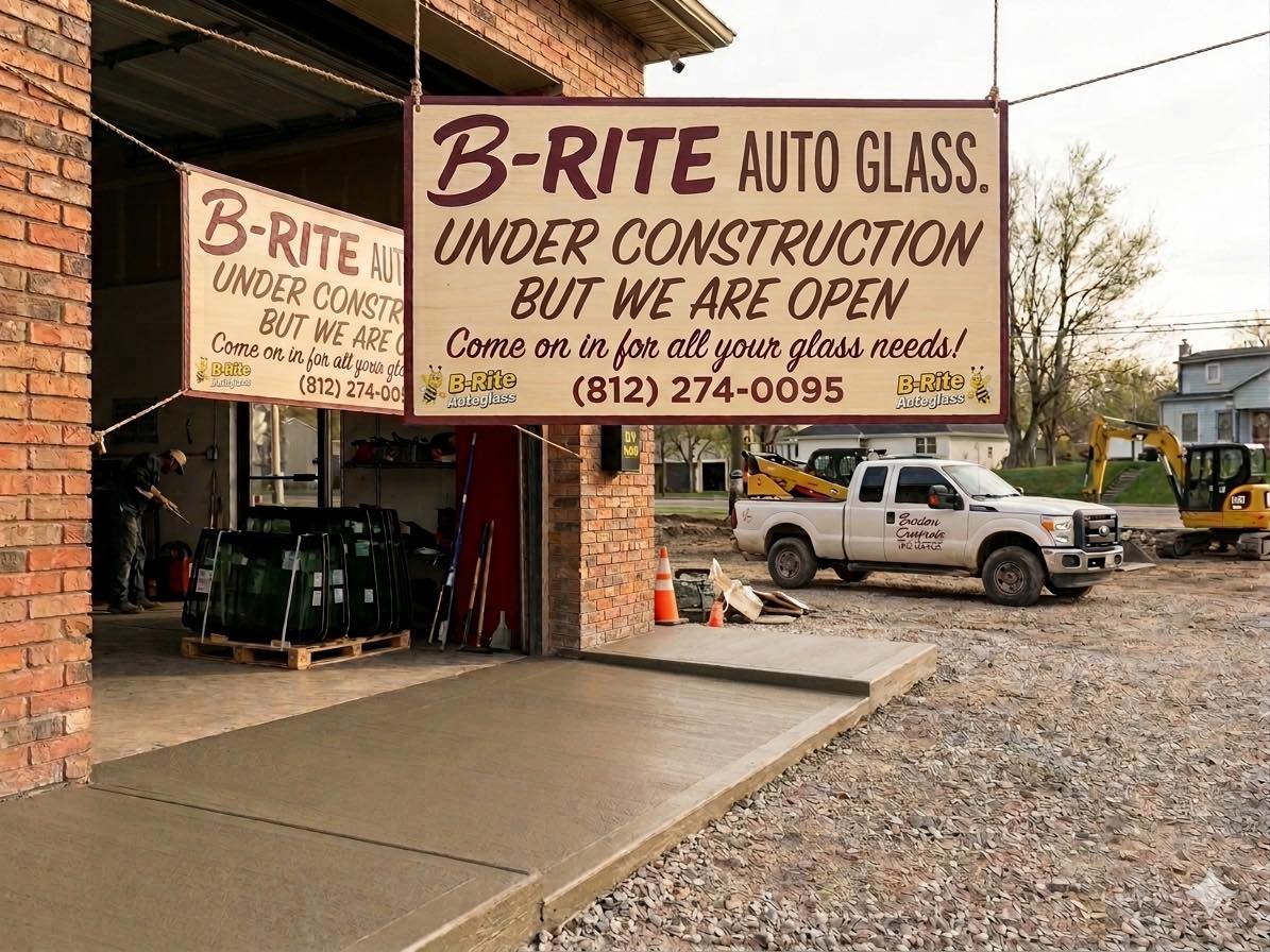 New B-Rite Autoglass shop exterior sign and construction in Madison
