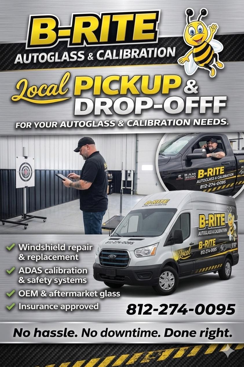 Fleet of B-Rite Autoglass mobile service vans ready for local dispatch