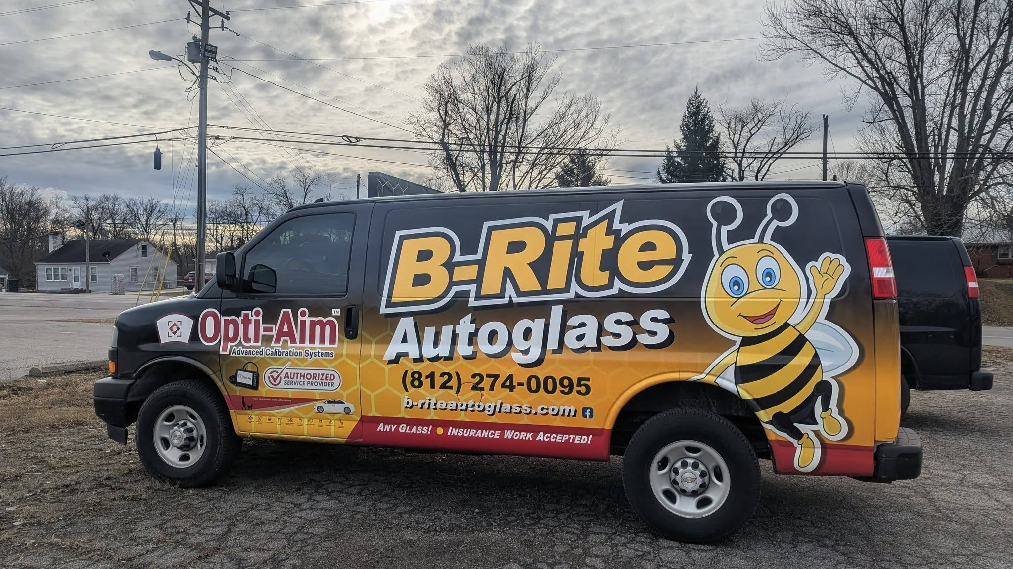 B-Rite Autoglass Opti-Aim certified mobile service van ready for dispatch in Southern Indiana